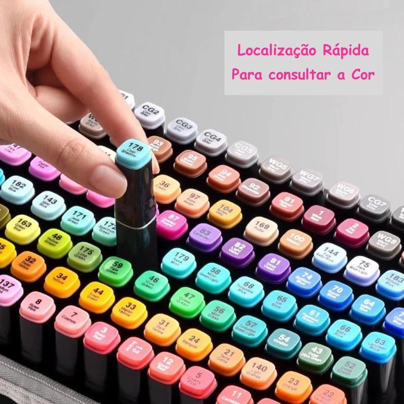 Kit Canetas de Ponta Dupla com 48 Cores Conjunto Marcador Com